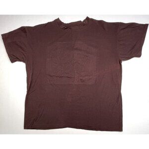 VTG SUPERLINE Adult ONE SIZE Brown S/S Embossed Raised Hummingbird T-SHIRT USA